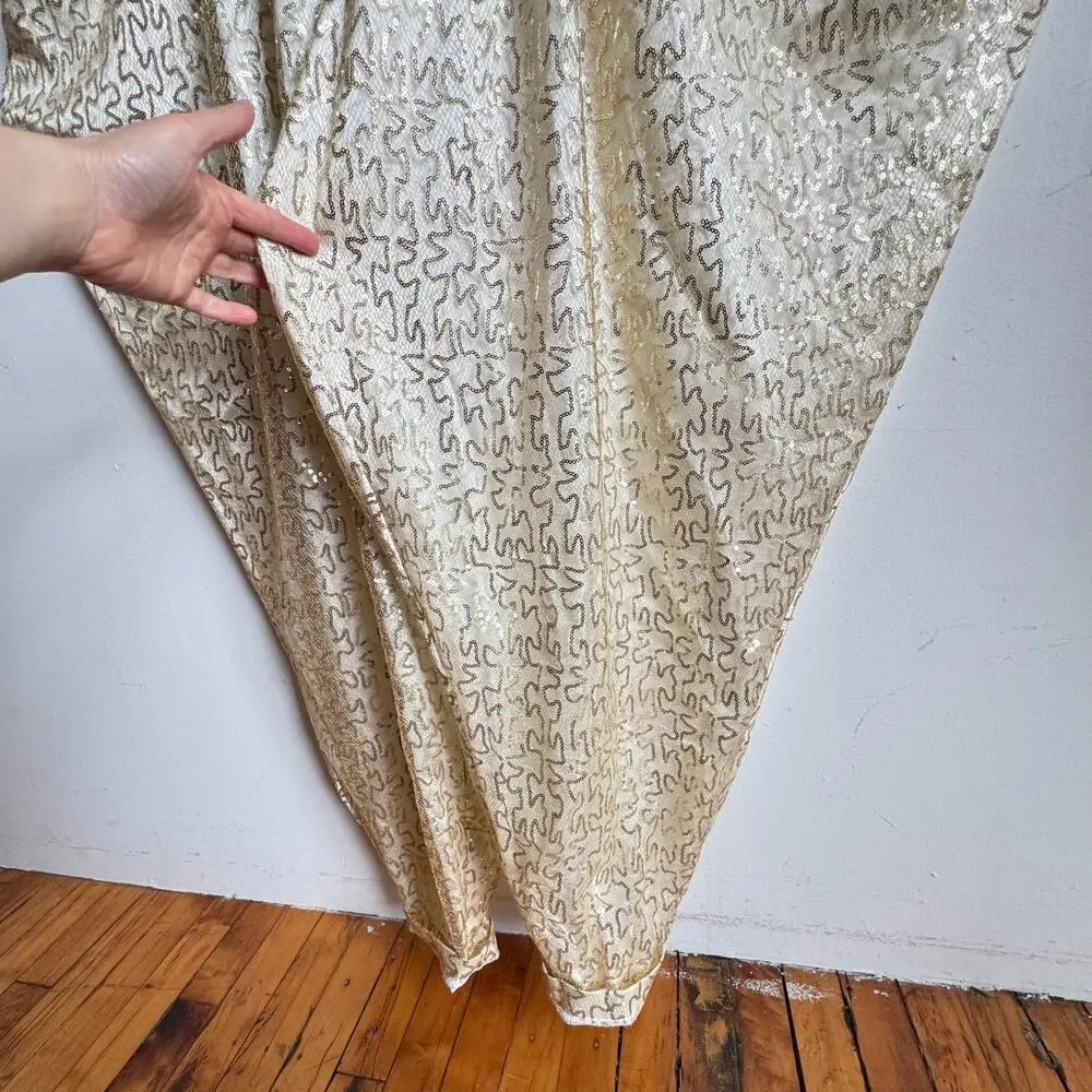 JIBRI Gold Sequined Sculptural Jumpsuit - Picture 2 of 9